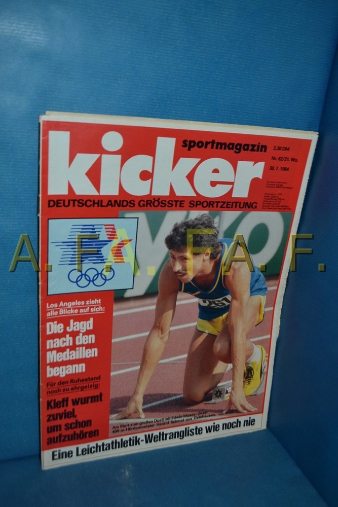 Kicker Magazine Germany 1984-62 Harald Schmid Edwin Moses Kleff Original Print Issue