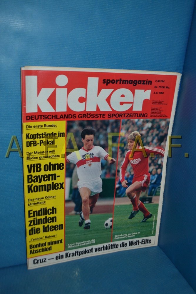 Kicker Magazine Germany 1984-72 Asgeir Sigurvinsson Søren Lerby VfB Stuttgart FC Bayern München Original Print Issue