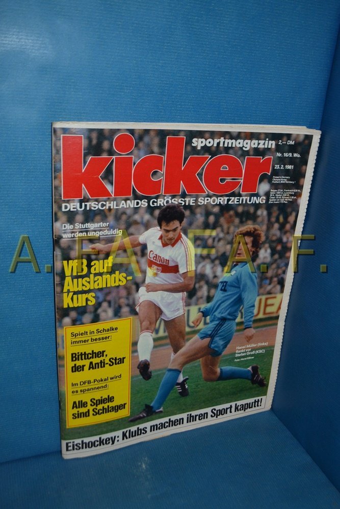Kicker Revista Alemanha 1981-16 Hansi Müller Stefan Groß Bittcher VfB Stuttgart Karlsruher SC Edição original