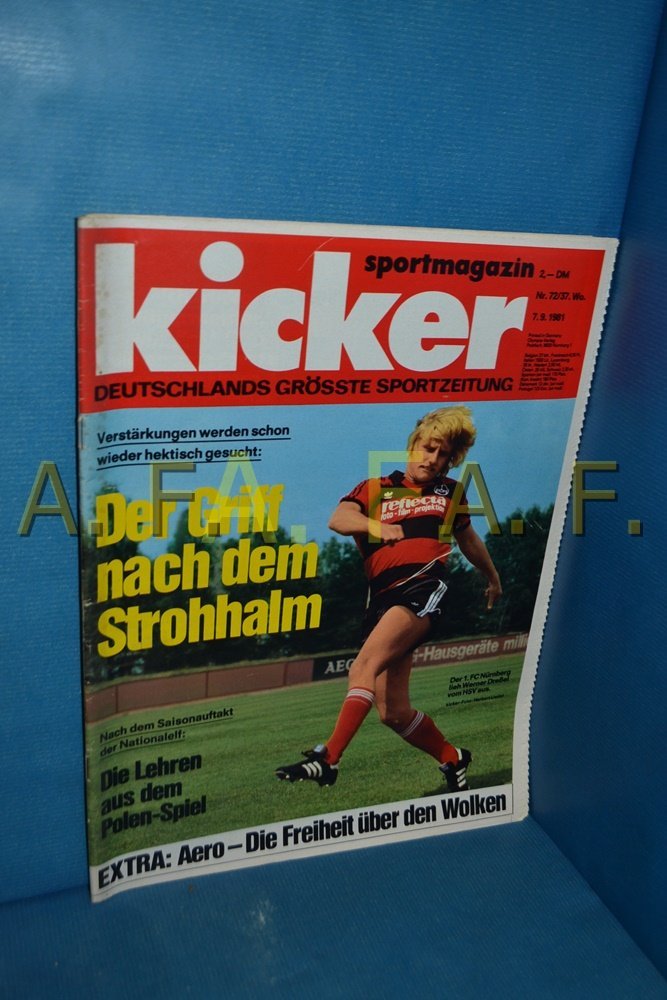 Kicker Magazin Deutschland 1981-72 Werner Dreßel 1. FC Nürnberg HSV