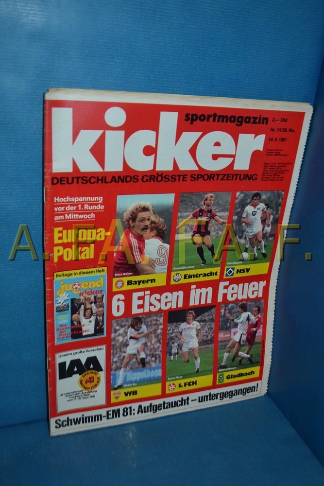 Kicker Revista Alemanha 1981-74 Hans Weiner Ronald Borchers Felix Magath Didier Six Rainer Geye Edição original
