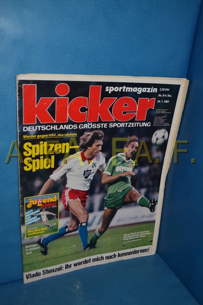 Kicker Revista Alemanha 1983-08 Manfred Kaltz Jonny Otten Vlado Stenzel Hamburger SV SV Werder Bremen Edição original