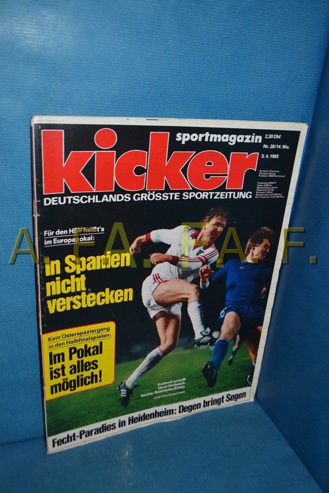 Kicker Magazine Allemagne 1983-28 Horst Hrubesch Hamburger SV Dynamo Kiew Édition originale