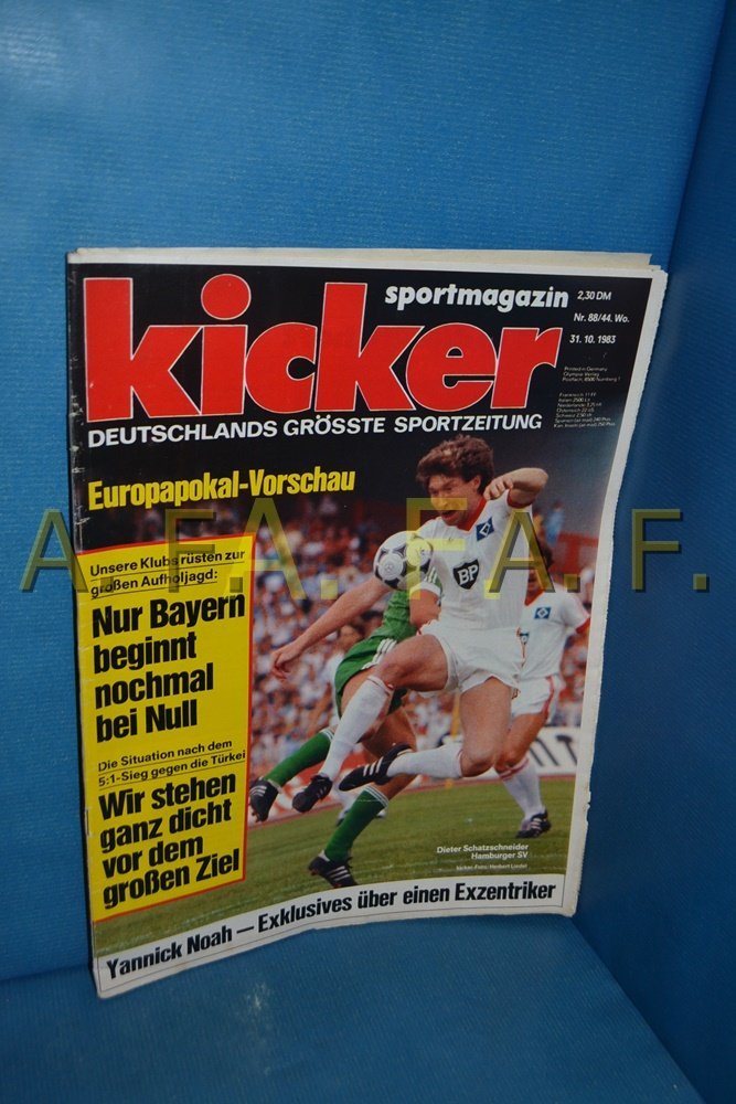 Kicker Magazine Germany 1983-88 Dieter Schatzschneider Yannick Noah Hamburger SV FC Bayern Munich Original Print Issue