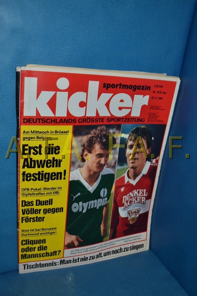 Kicker Revista Alemanha 1984-18 Rudi Völler Karlheinz Förster Werder Bremen VfB Stuttgart Borussia Dortmund Edição original