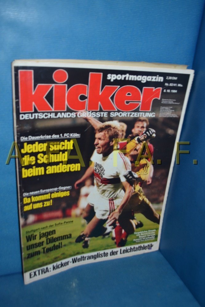 Kicker Revista Alemanha 1984-82 Bernd Förster 1. FC Köln VfB Stuttgart FC Bayern München Edição original