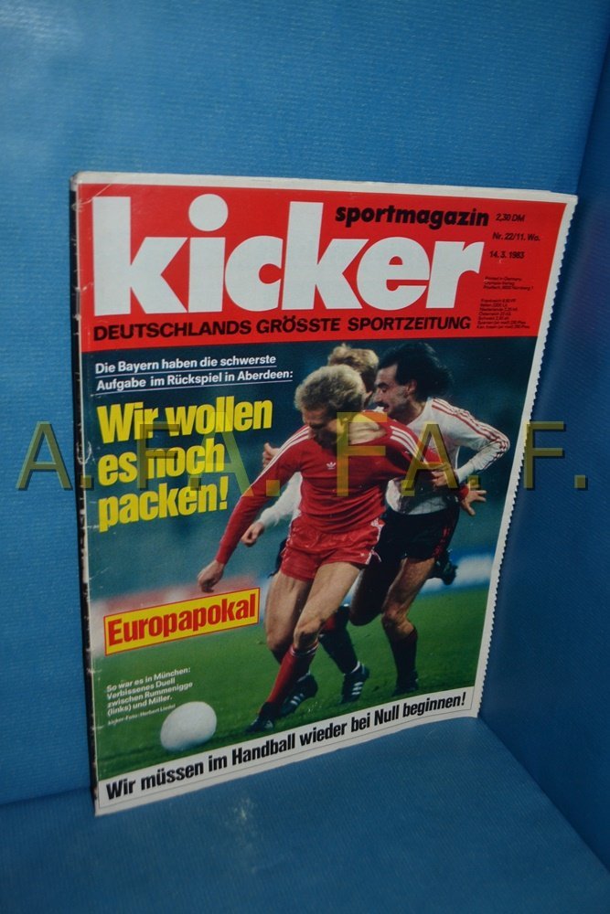 Kicker Revista Alemanha 1983-22 Karl-Heinz Rummenigge Willie Miller FC Bayern München Aberdeen FC Edição original