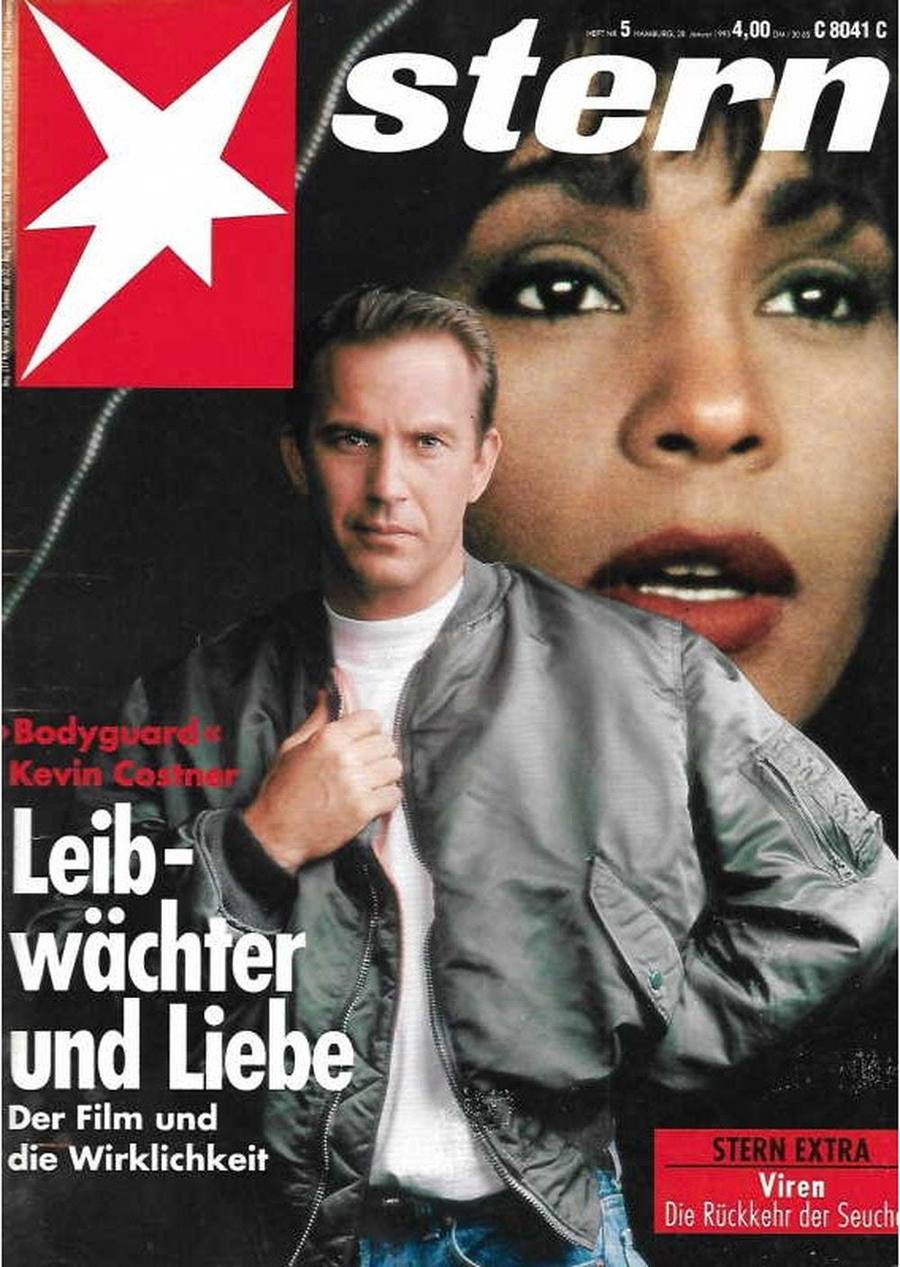 Stern Magazin Deutschland 1993-05 Kevin Costner Whitney Houston