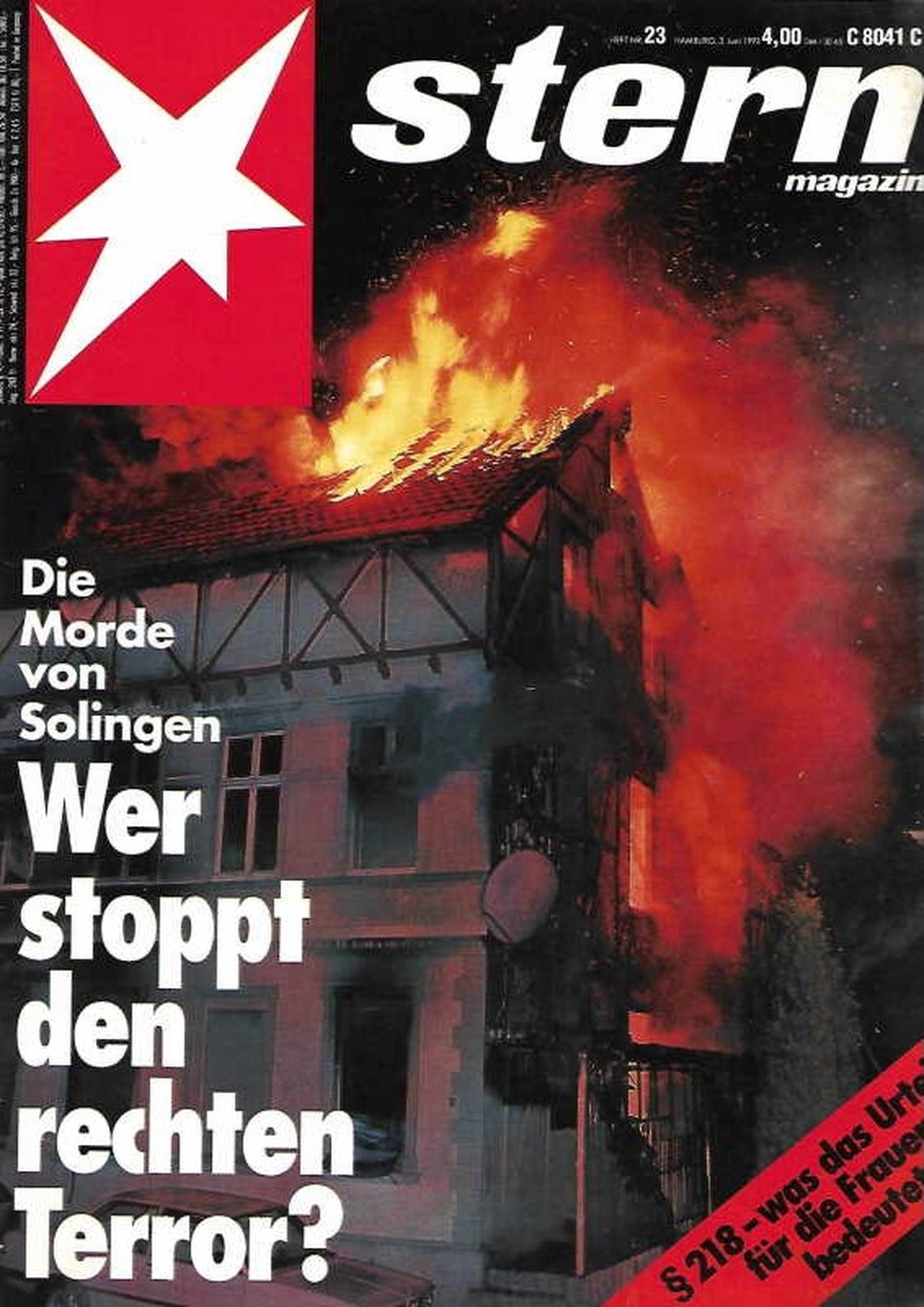 Stern Magazin Deutschland 1993-23 Morde Solingen Rechtsterrorismus