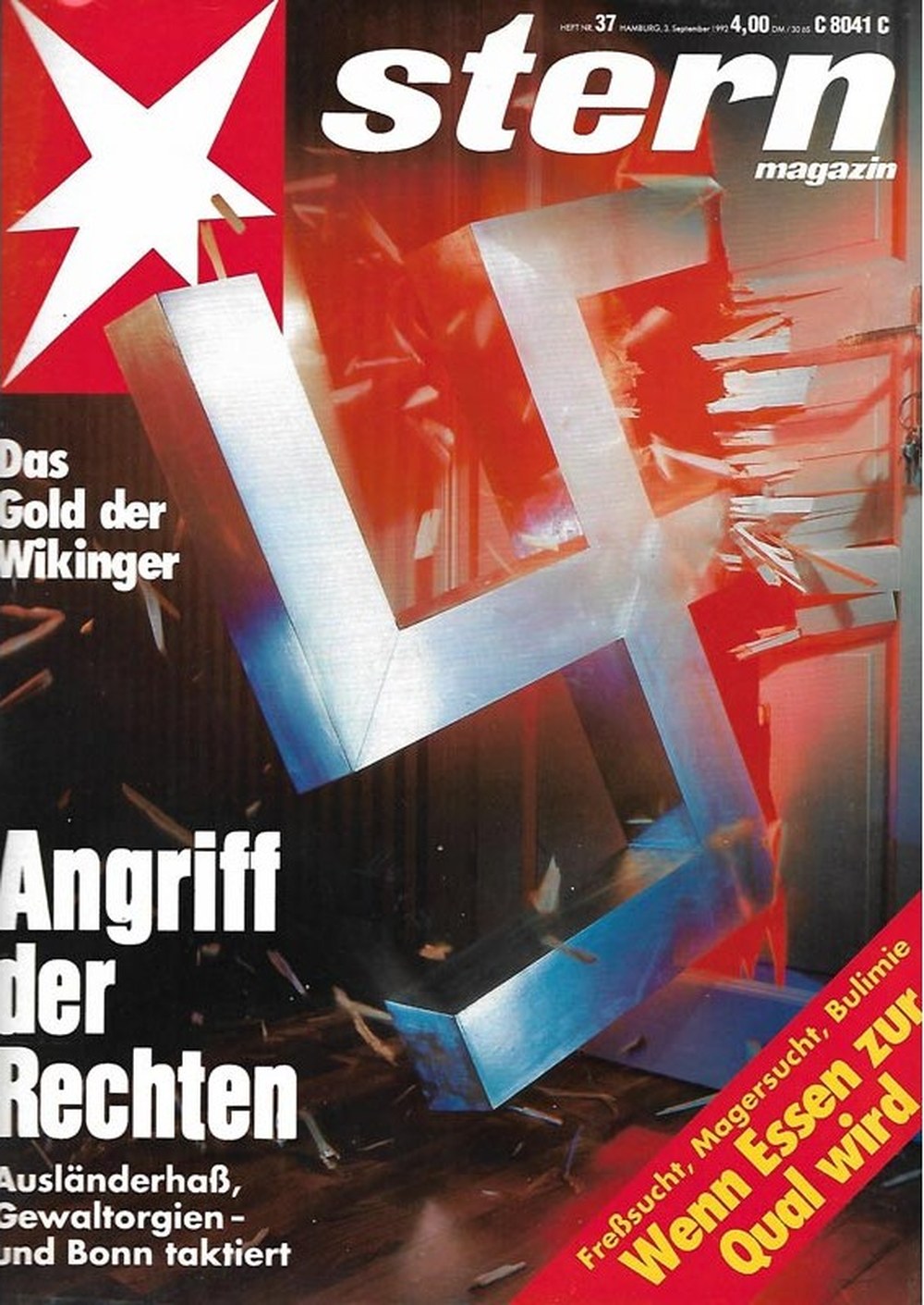 Stern Magazin Deutschland 1992-37 Wikinger Gold Rechtsextremismus