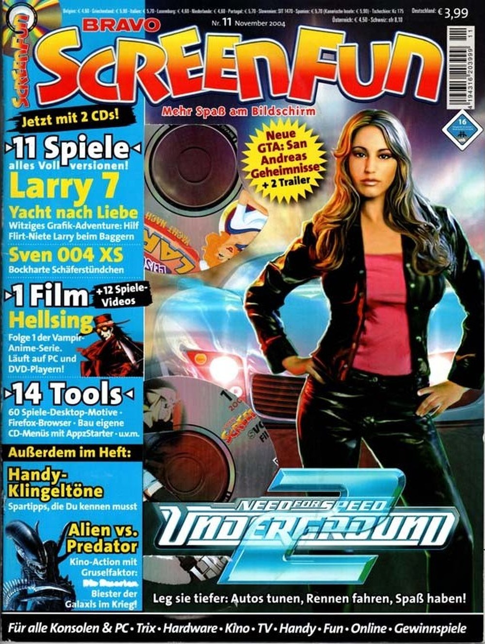 Bravo Screenfun Magazin Deutschland 2004-11 Need For Speed Underground 2 Larry 7 Sven 004 XS Hellsing