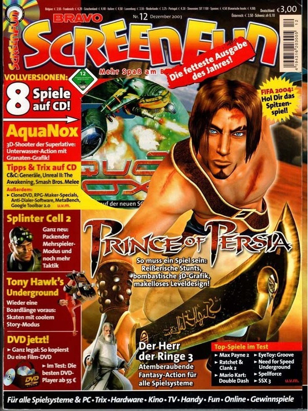 Bravo Screenfun Magazin Deutschland 2003-12 Prince Of Persia Gandalf Max Payne Tony Hawk