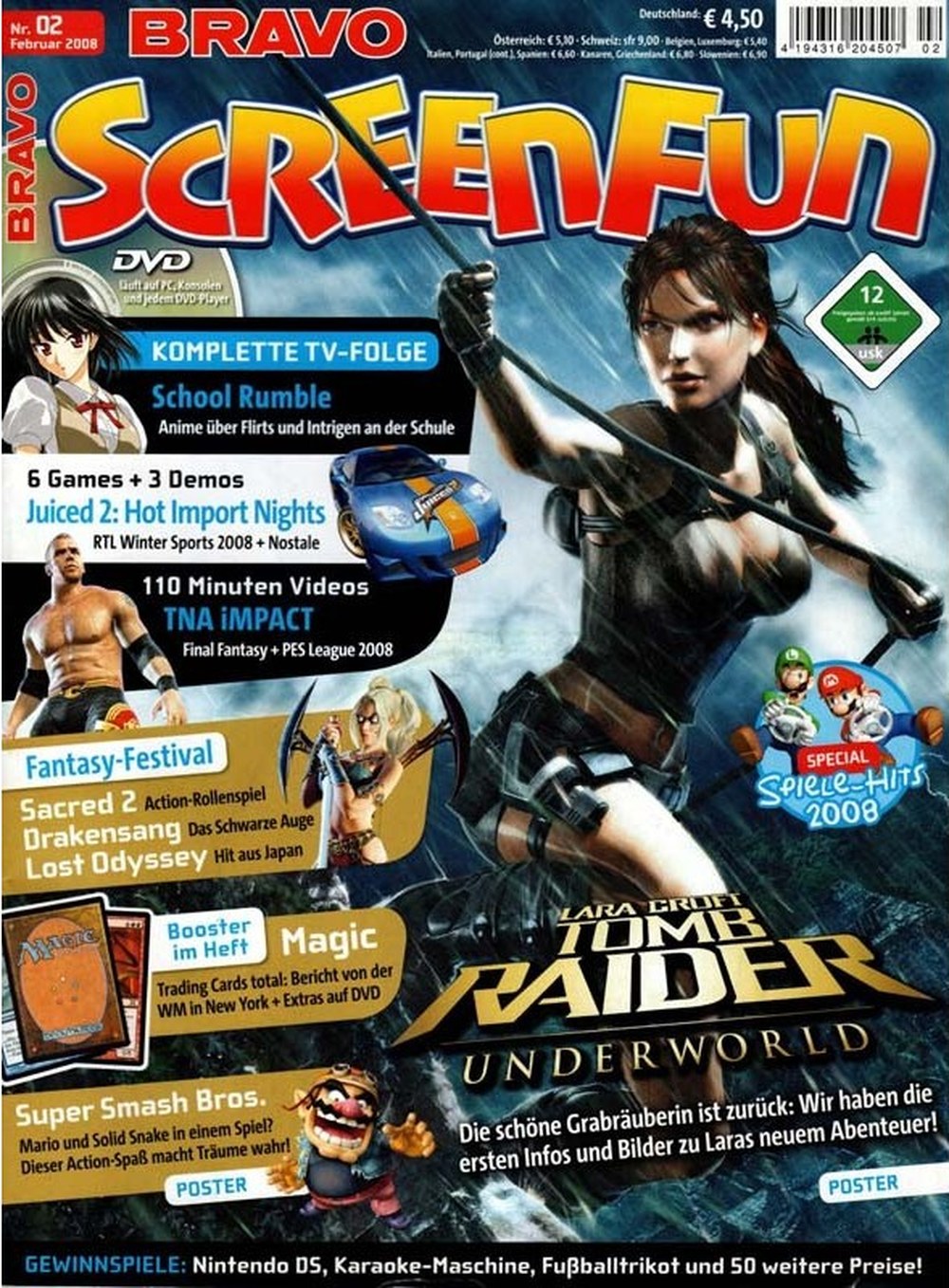 Bravo Screenfun Magazin Deutschland 2008-02 Lara Croft Super Smash Bros.