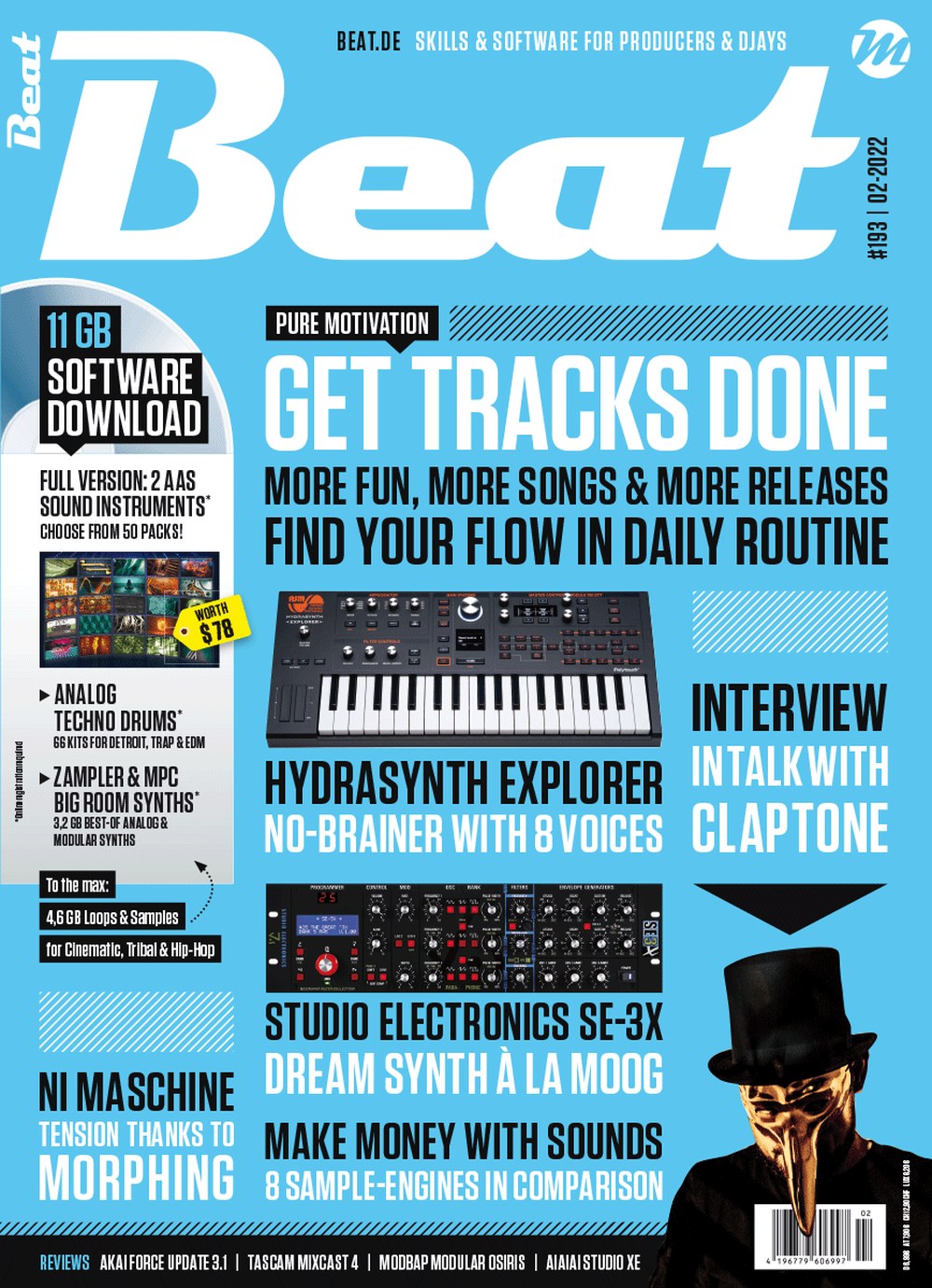 Beat English Magazin Deutschland 2022-02 Claptone Native Instruments Maschine AAS (Applied Acoustics Systems)