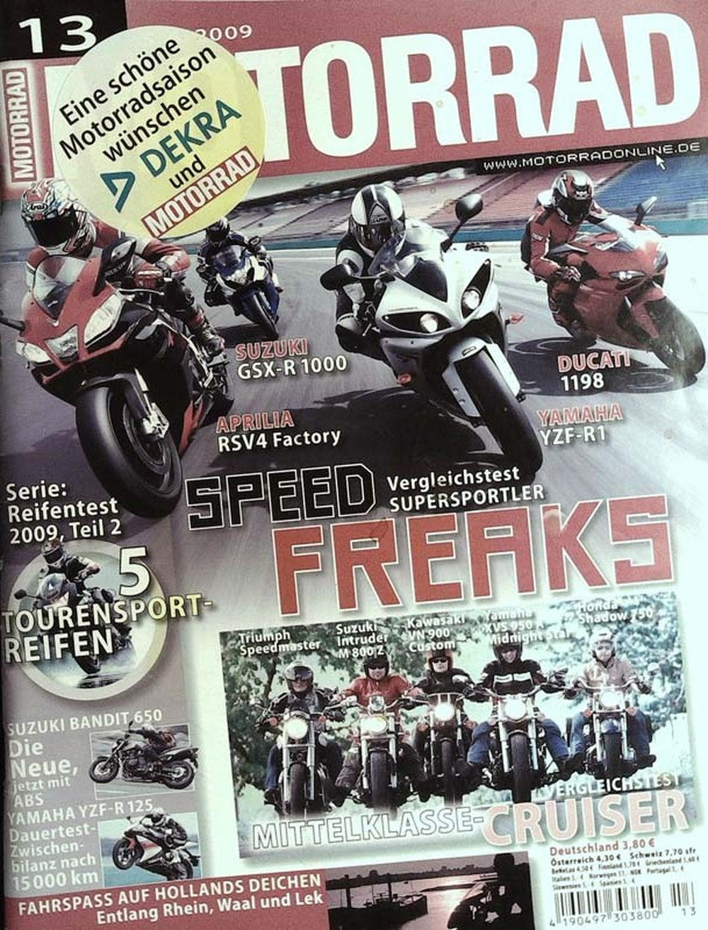 Motorrad Magazin Deutschland 2009-13 Supersportler Suzuki GSX-R 1000 Ducati 1198