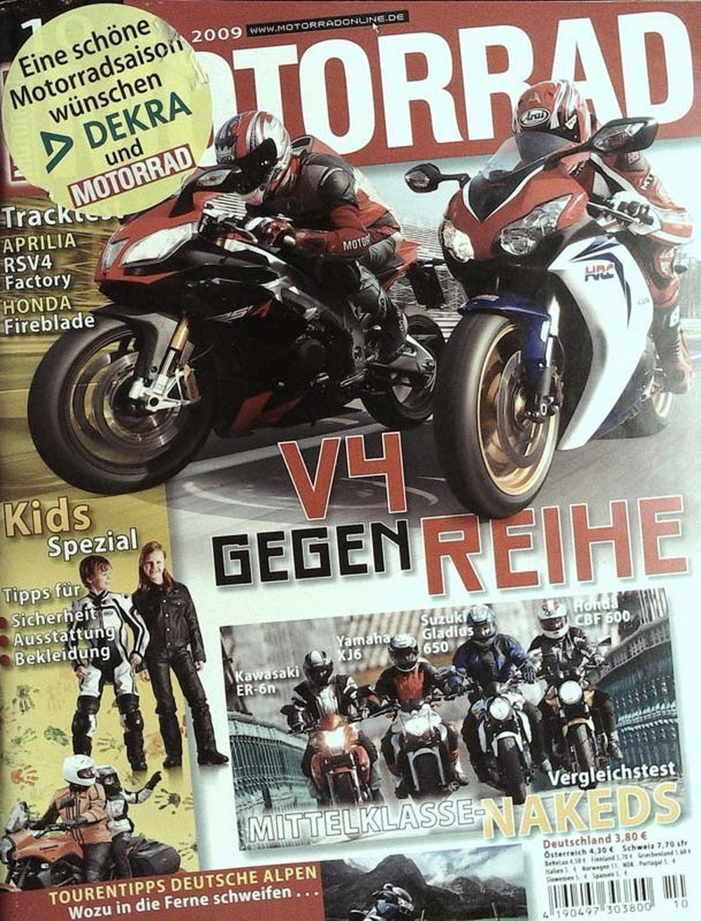 Motorrad Magazin Deutschland 2009-10 Motorrad V4 Gegen Reihe Aprilia RSV4 Factory