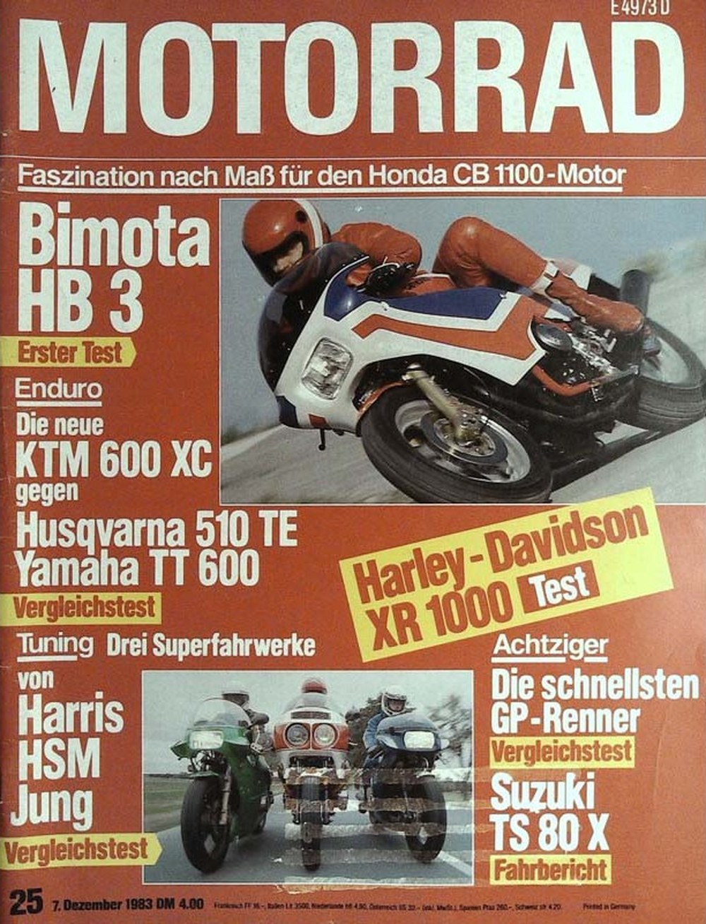 Motorrad Magazin Deutschland 1983-25 Bimota HB 3 Harley-Davidson XR 1000 KTM 600 XC Husqvarna 510 TE Yamaha TT 600