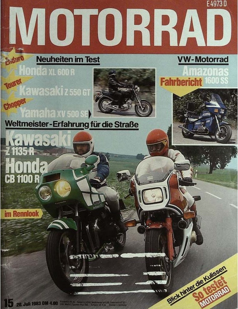 Motorrad Magazin Deutschland 1983-15 Motorrad Honda XL 600 R Kawasaki Z 550 GT