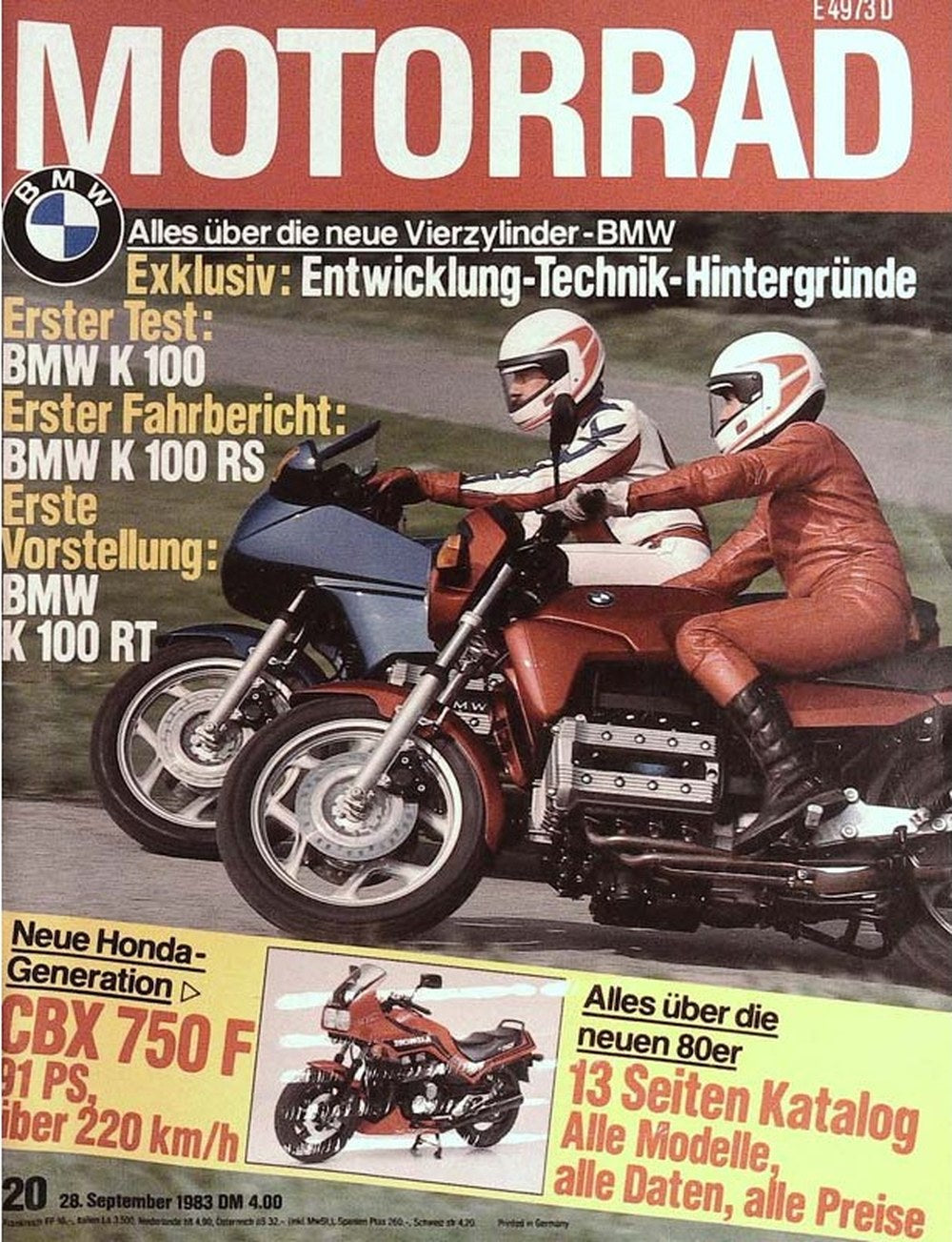 Motorrad Magazin Deutschland 1983-20 BMW K 100 BMW K 100 RS BMW K 100 RT