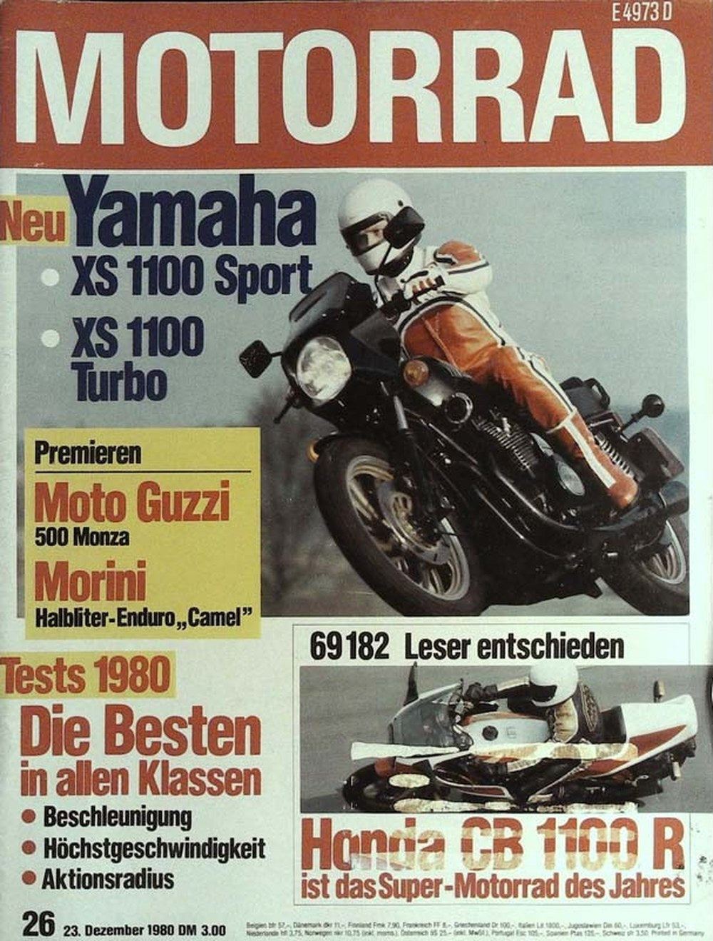 Motorrad Magazin Deutschland 1980-26 Yamaha XS 1100 Sport Yamaha XS 1100 Turbo Moto Guzzi 500 Monza