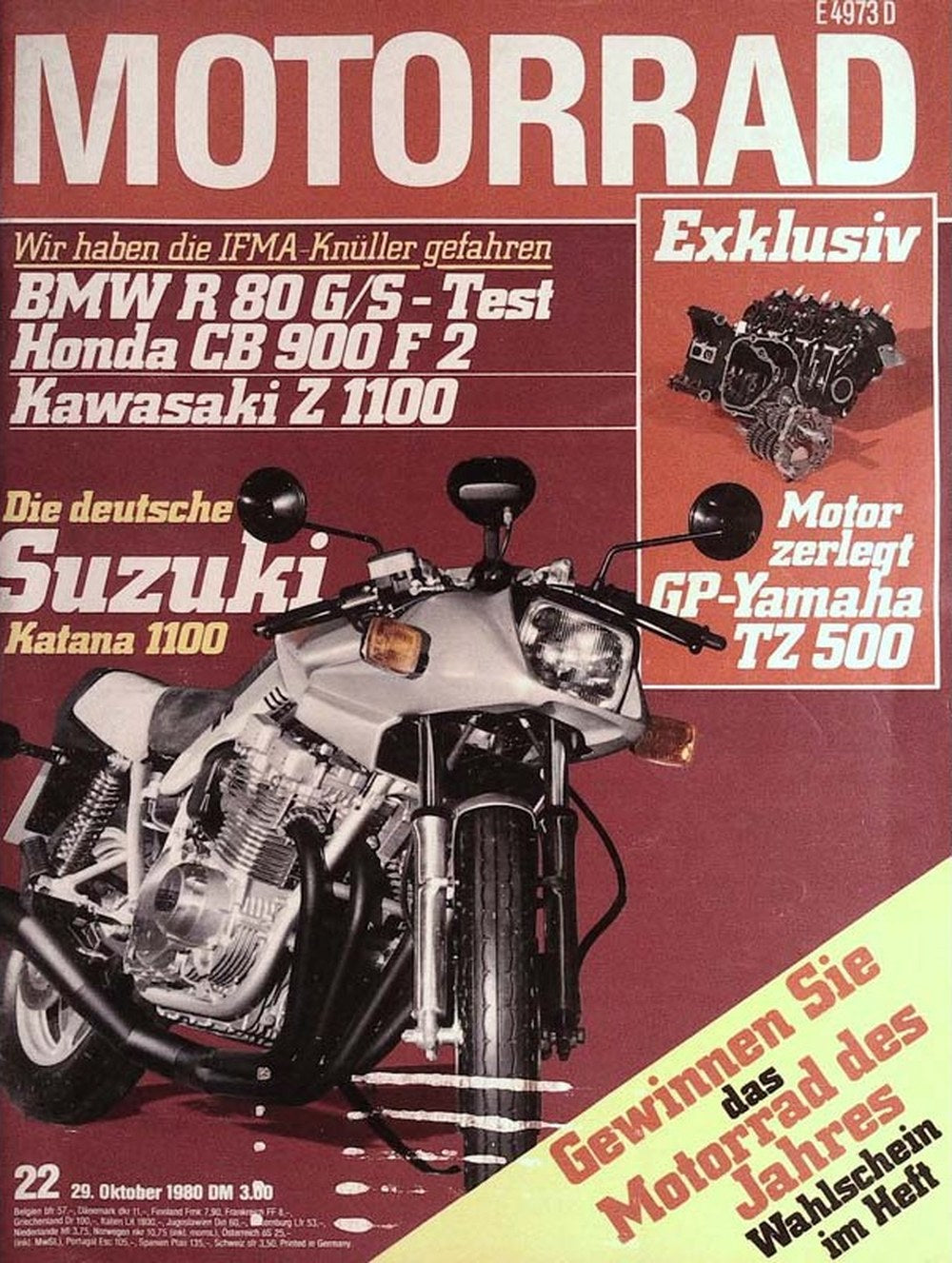 Motorrad Magazin Deutschland 1980-22 Suzuki Katana 1100 BMW R 80 G/S Test IFMA Motorradmesse