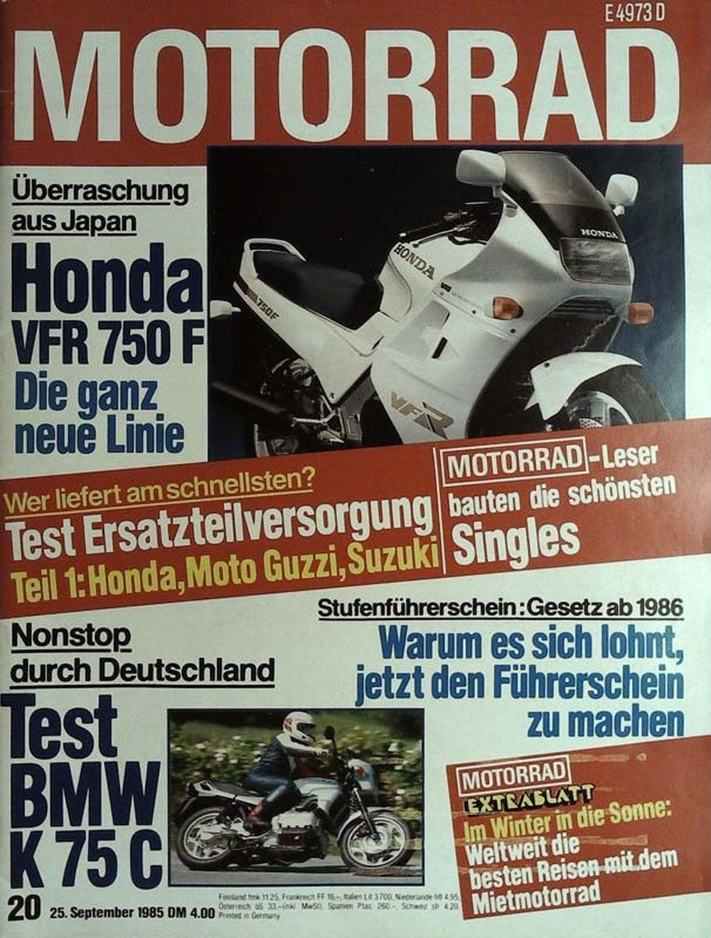 Motorrad Magazin Deutschland 1985-20 Honda BMW Moto Guzzi Suzuki