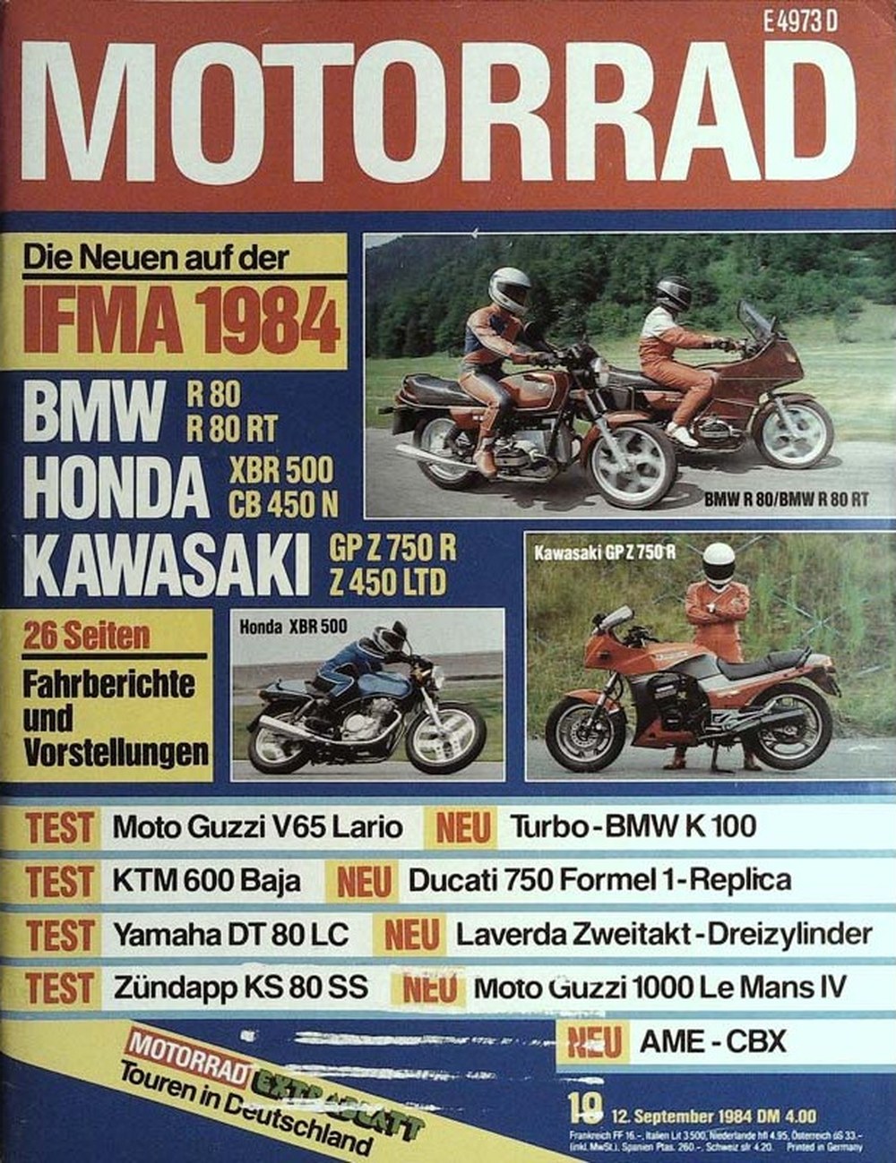 Motorrad Magazin Deutschland 1984-19 BMW Honda Kawasaki Moto Guzzi KTM