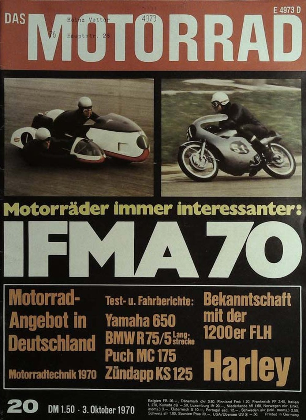 Motorrad Magazin Deutschland 1970-20 Motorrad IFMA 70 Motorradtechnik