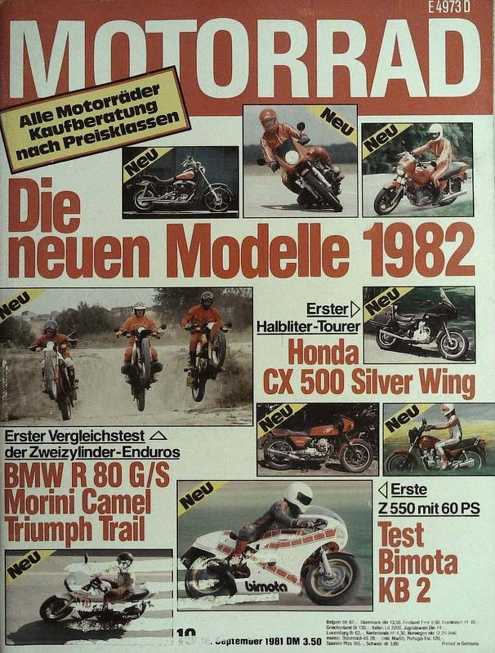 Motorrad Magazin Deutschland 1981-19 Motorrad-Neuheiten 1982 Honda CX 500 Silver Wing BMW R 80 G/S