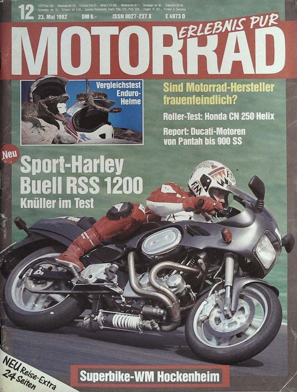 Motorrad Magazin Deutschland 1992-12 Buell RSS 1200 Sport-Harley Enduro-Helme