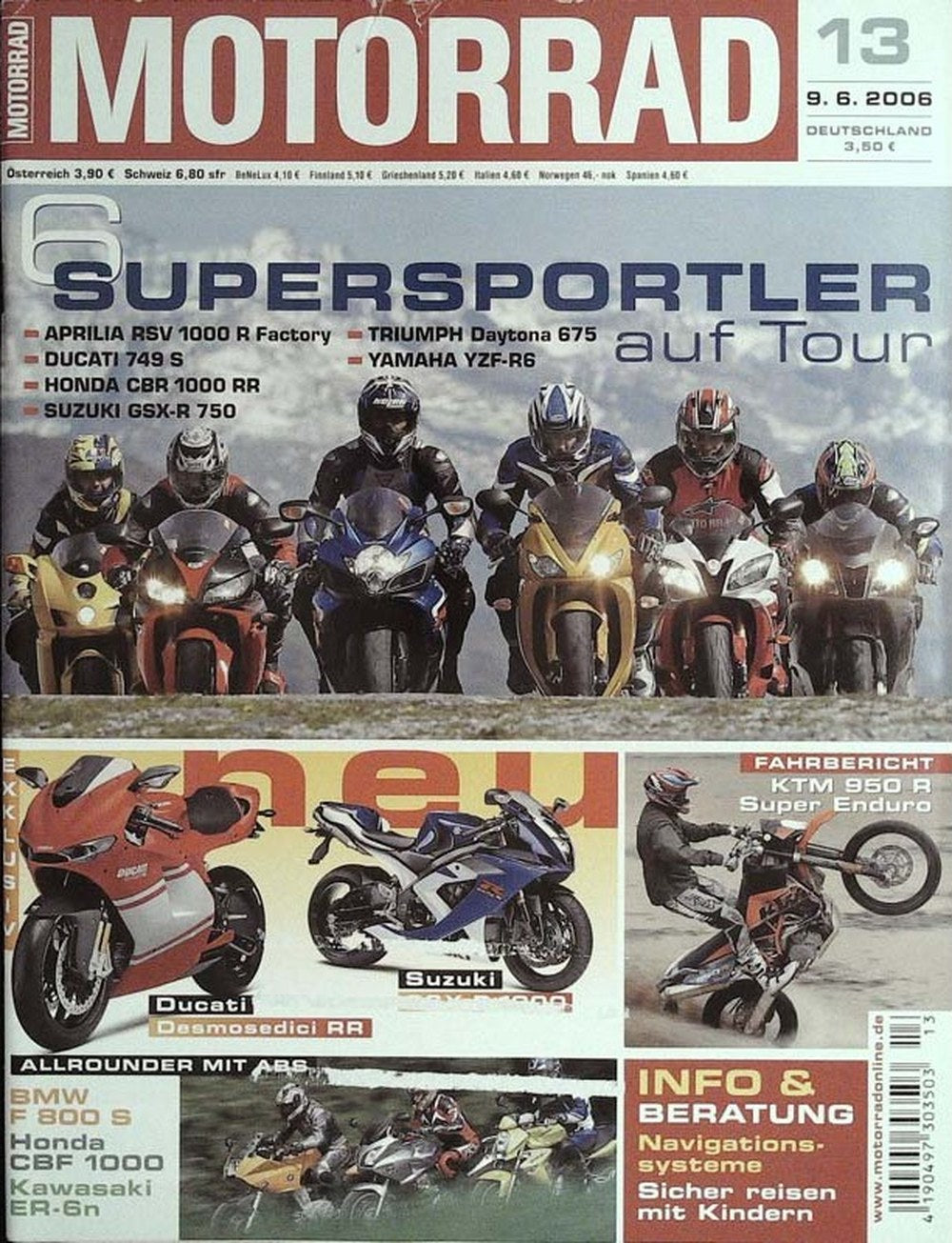 Motorrad Magazin Deutschland 2006-13 Aprilia Ducati Honda Suzuki Triumph