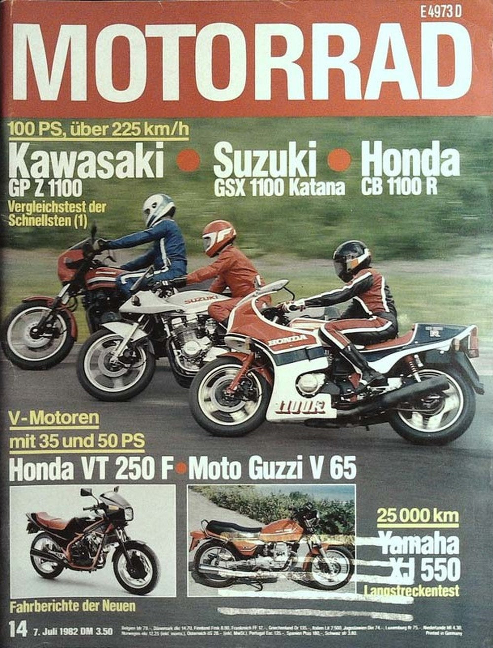 Motorrad Magazin Deutschland 1982-14 Kawasaki GP Z 1100 Suzuki GSX 1100 Katana Honda CB 1100 R Honda VT 250 F Moto Guzzi V 65