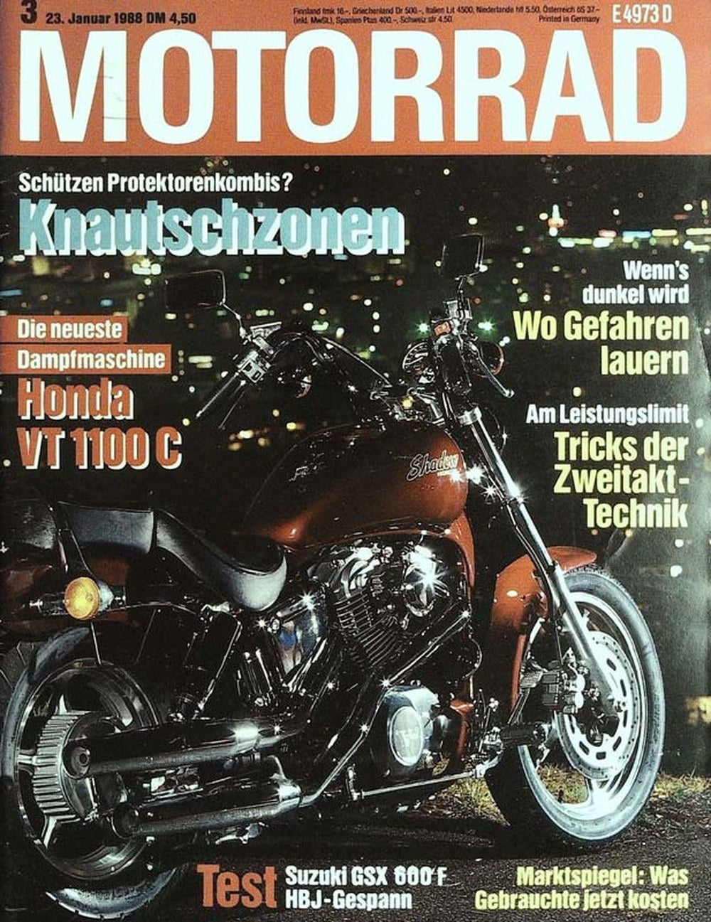 Motorrad Magazin Deutschland 1988-03 Motorrad Honda VT1100 C Suzuki GSX 860F