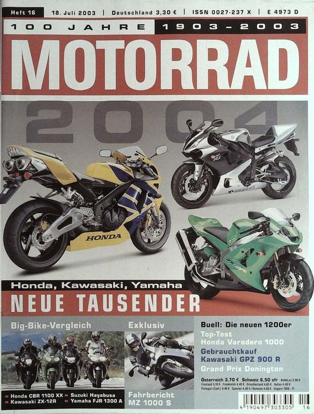 Motorrad Magazin Deutschland 2003-16 Motorrad Honda Kawasaki