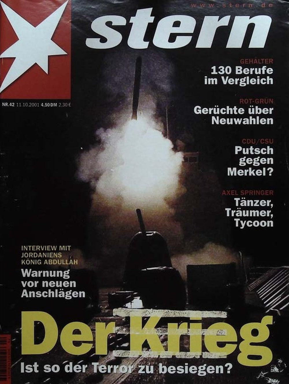 Stern Magazin Deutschland 2001-42 Angela Merkel Abdullah II Of Jordan Axel Springer