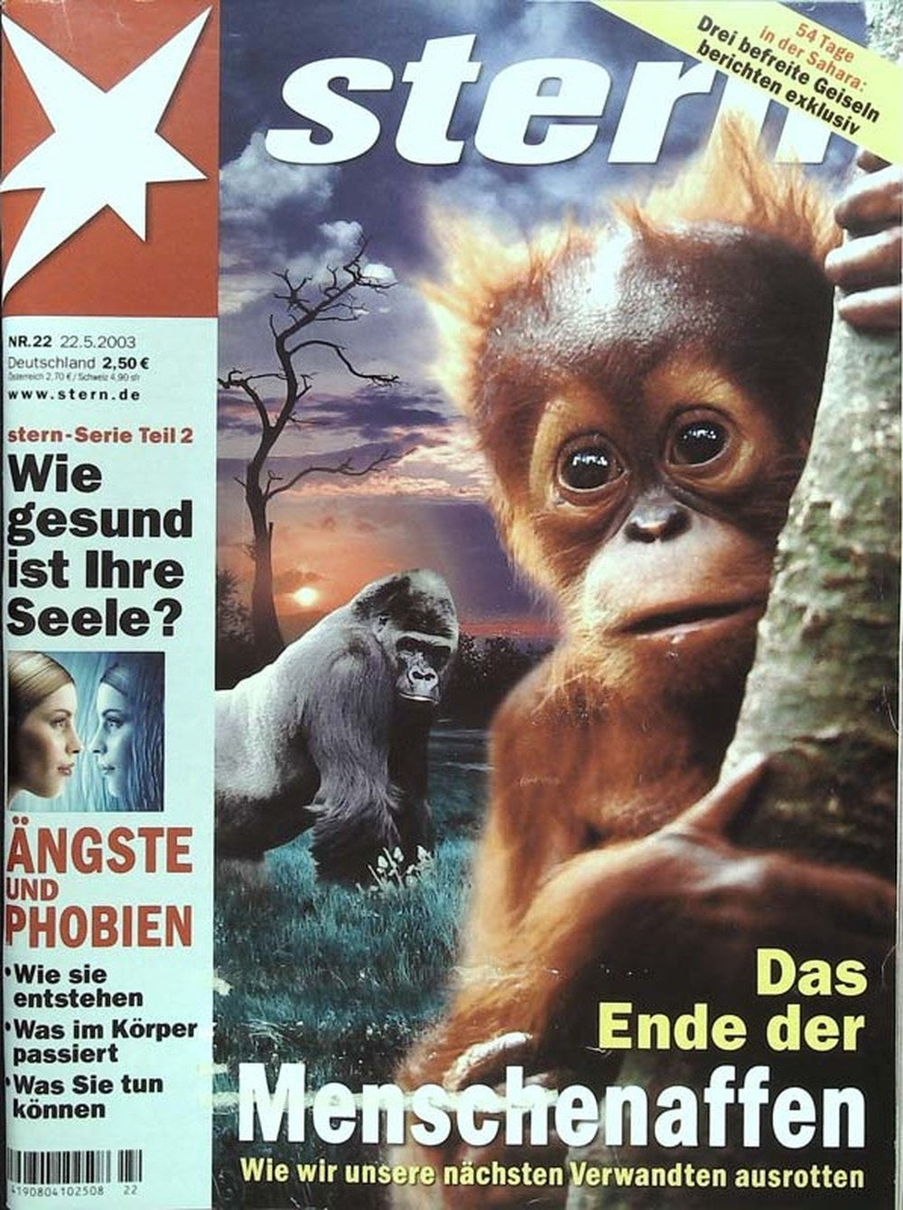 Stern Magazin Deutschland 2003-22 Menschenaffen Artenschutz Artensterben