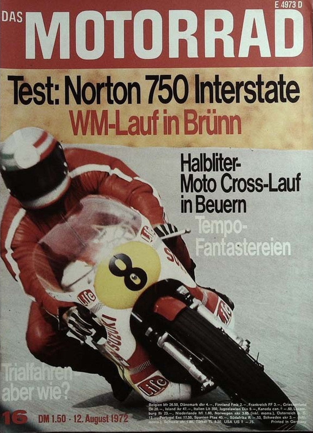 Motorrad Magazin Deutschland 1972-16 Norton 750 Interstate Motorradrennen WM-Lauf Brünn