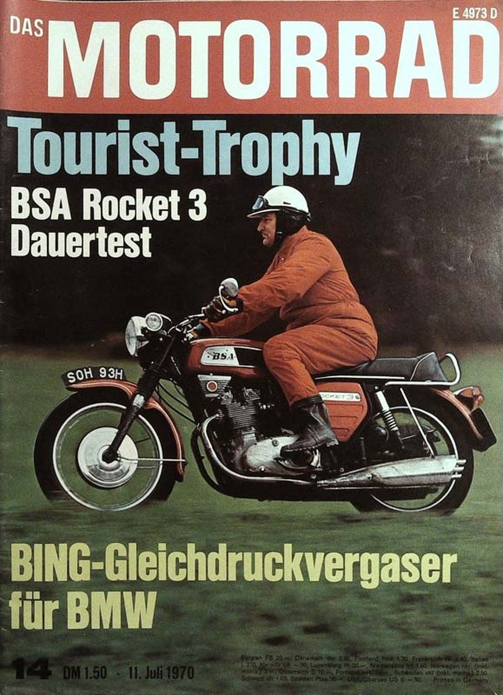 Motorrad Magazin Deutschland 1970-14 BSA Rocket 3 Dauertest Tourist Trophy