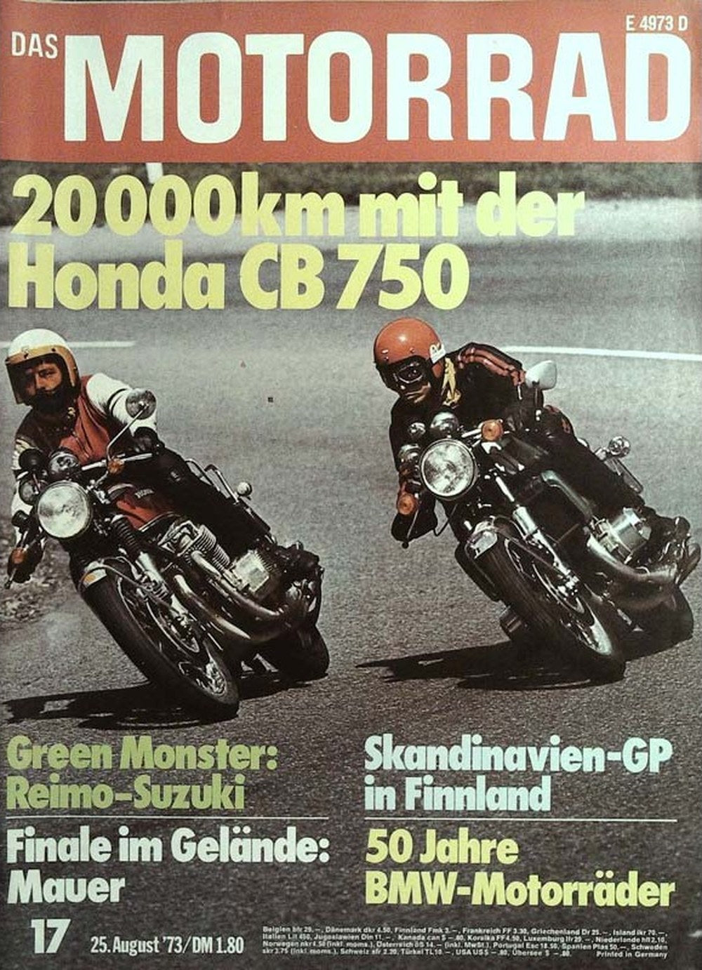 Motorrad Magazin Deutschland 1973-17 Honda CB 750 Motorrad-Langzeittest Reimo-Suzuki