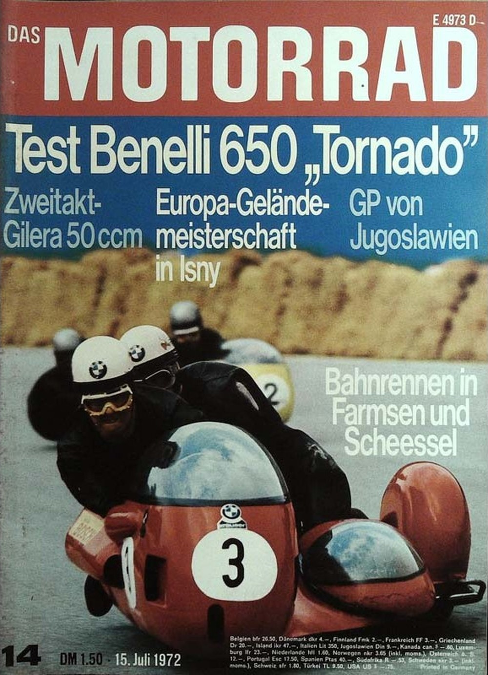 Motorrad Magazin Deutschland 1972-14 Benelli 650 Tornado Motorradtest Gilera 50 Ccm