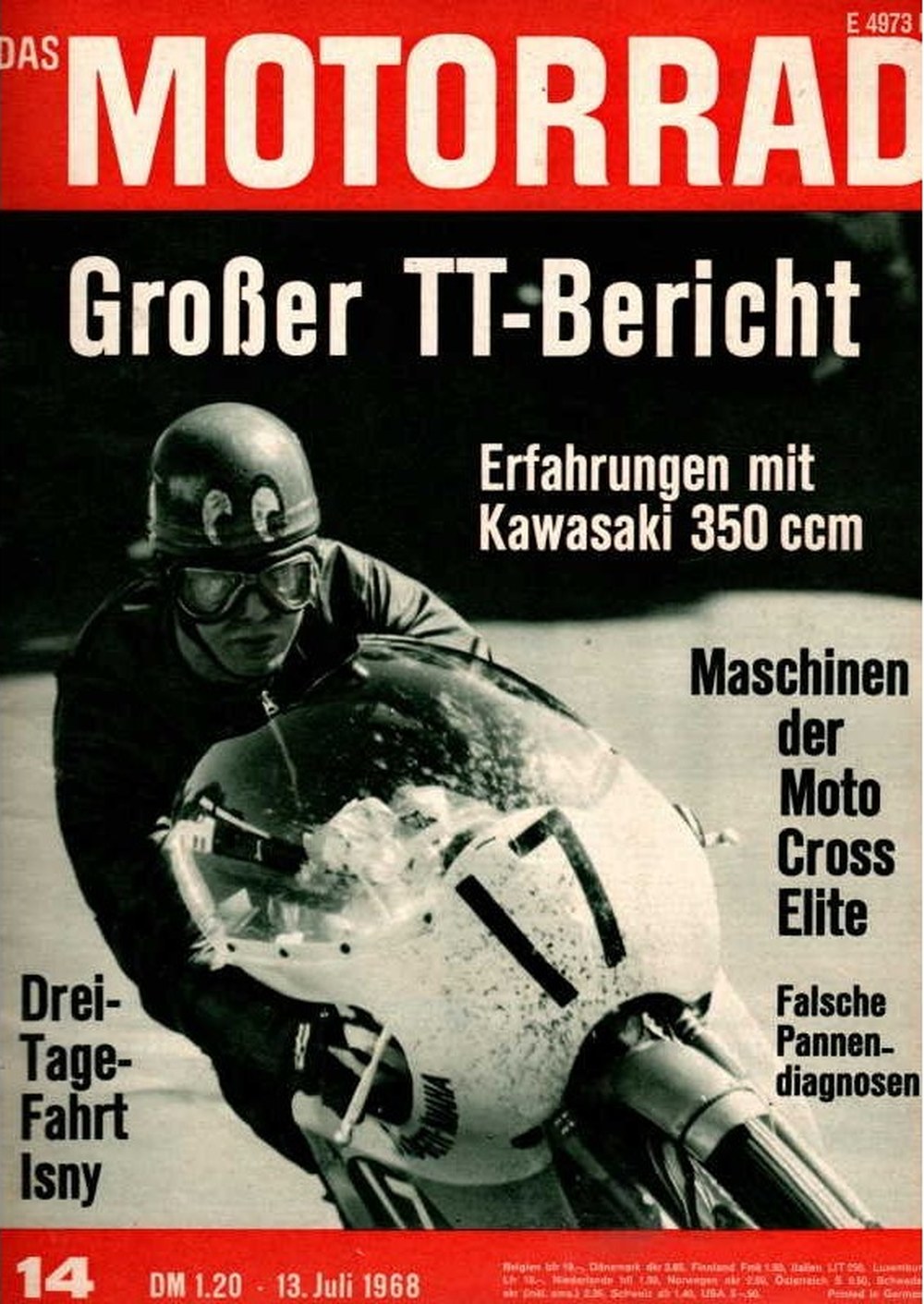 Motorrad Magazin Deutschland 1968-14 Isle Of Man TT Bericht Kawasaki 350ccm Test Motocross Elite-Maschinen
