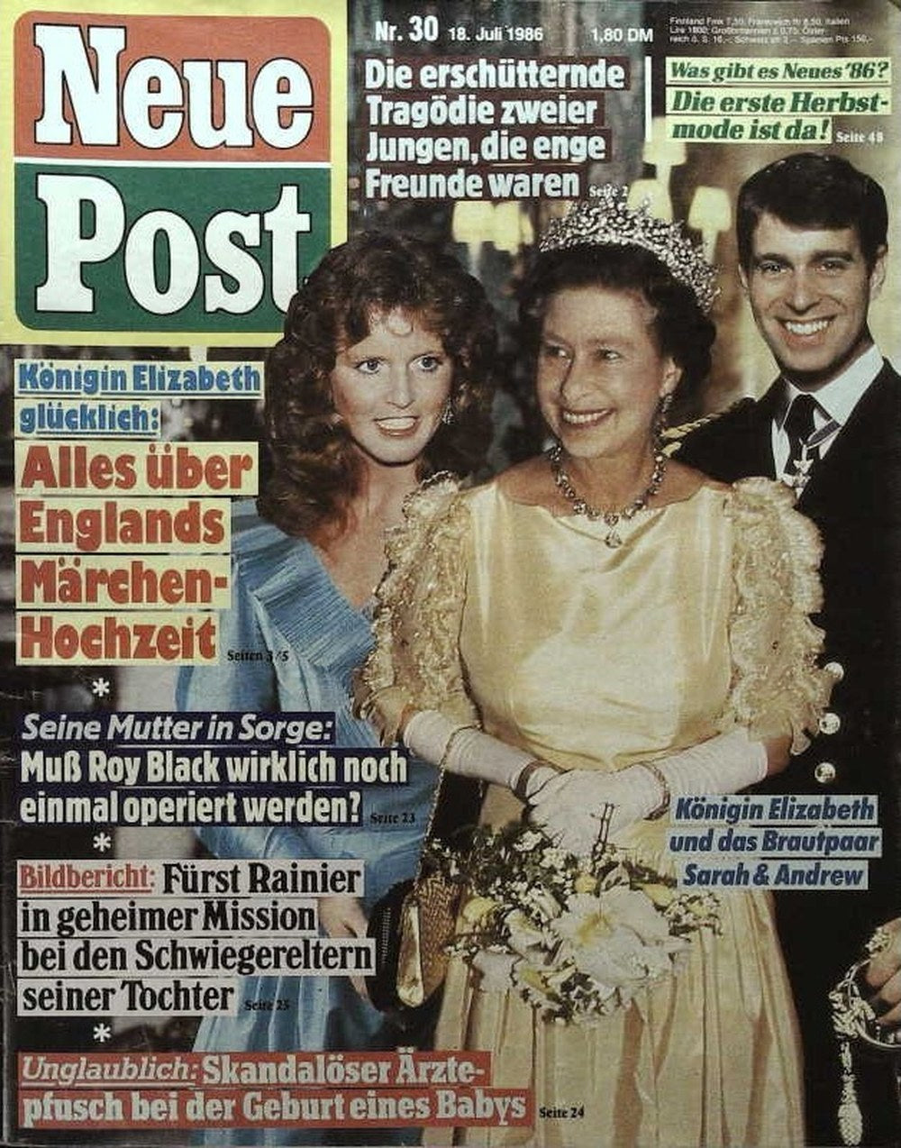 Neue Post Sonderheft Magazin Deutschland 1986-30 Queen Elizabeth II Sarah Ferguson Prince Andrew Roy Black Rainier III, Prince Of Monaco