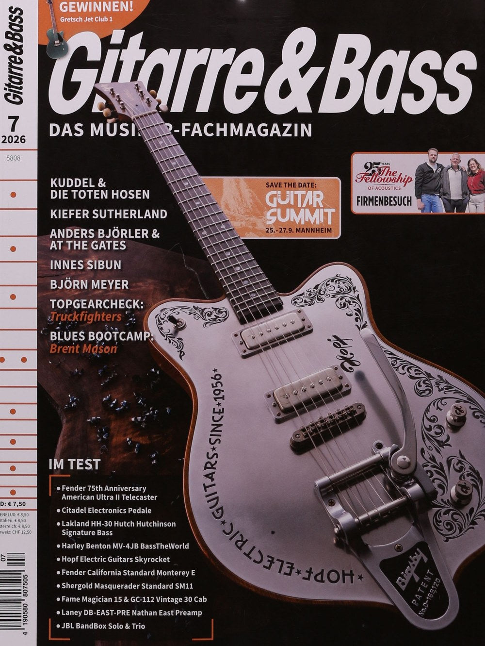 Gitarre & Bass Magazin Deutschland 2026-07 Kuddel Kiefer Sutherland Anders Björler Innes Sibun Björn Meyer