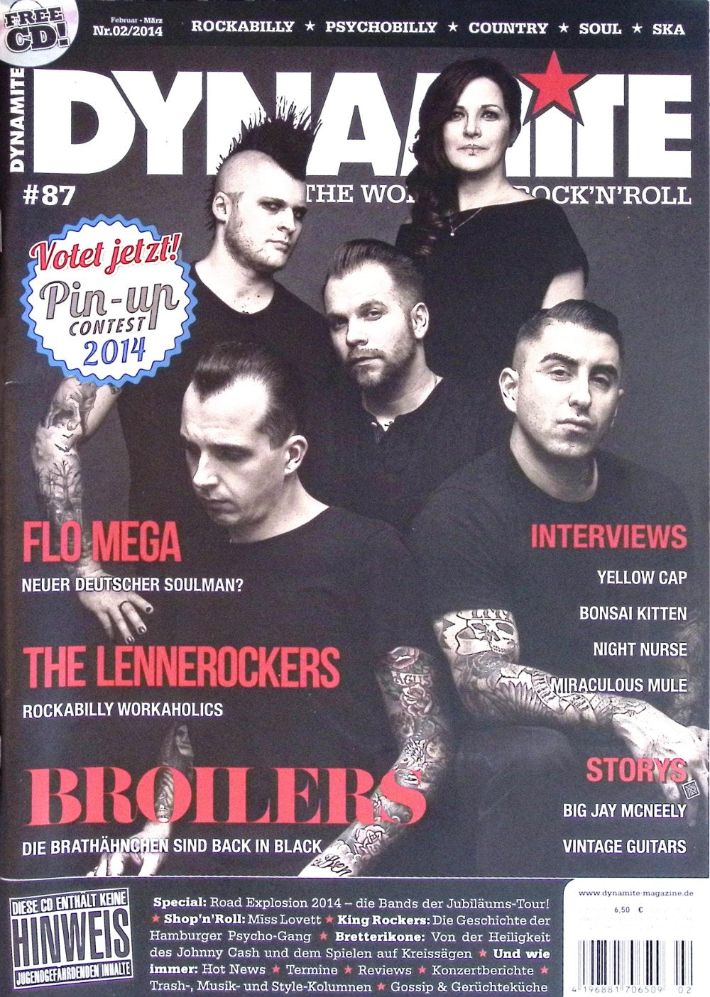 Dynamite Magazin Deutschland 2014-02 Broilers Flo Mega Big Jay McNeely The Lennerockers Yellow Cap #87