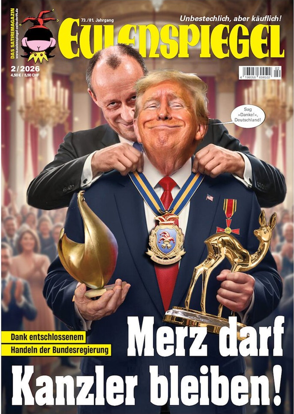 Eulenspiegel Magazin Deutschland 2026-02 Donald Trump Friedrich Merz