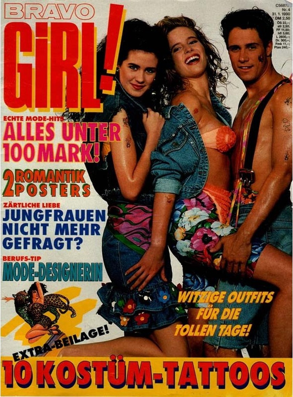 Bravo Girl Magazin Deutschland 1990-04 Mode Kostüm-Tattoos Karneval