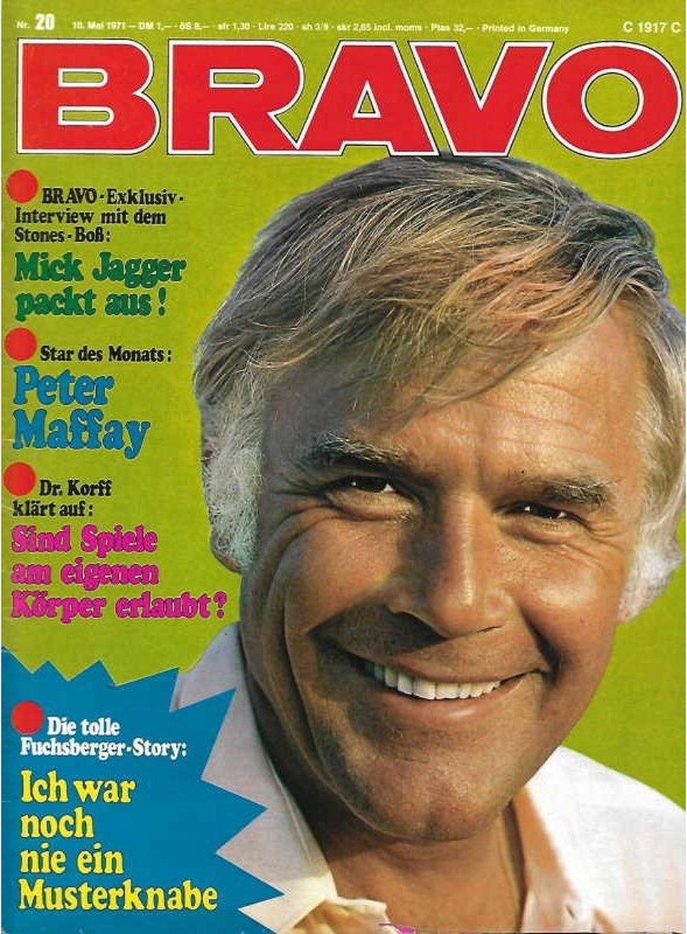 Bravo Magazin Deutschland 1971-20 Joachim Fuchsberger Mick Jagger Peter Maffay The Rolling Stones