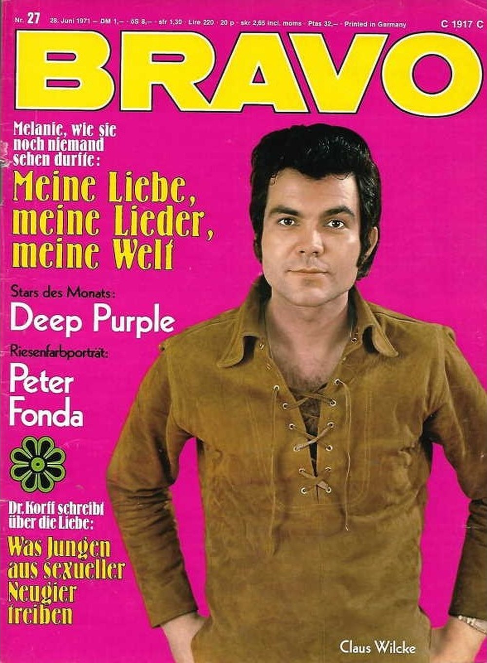 Bravo Magazin Deutschland 1971-27 Claus Wilcke Melanie Peter Fonda Deep Purple