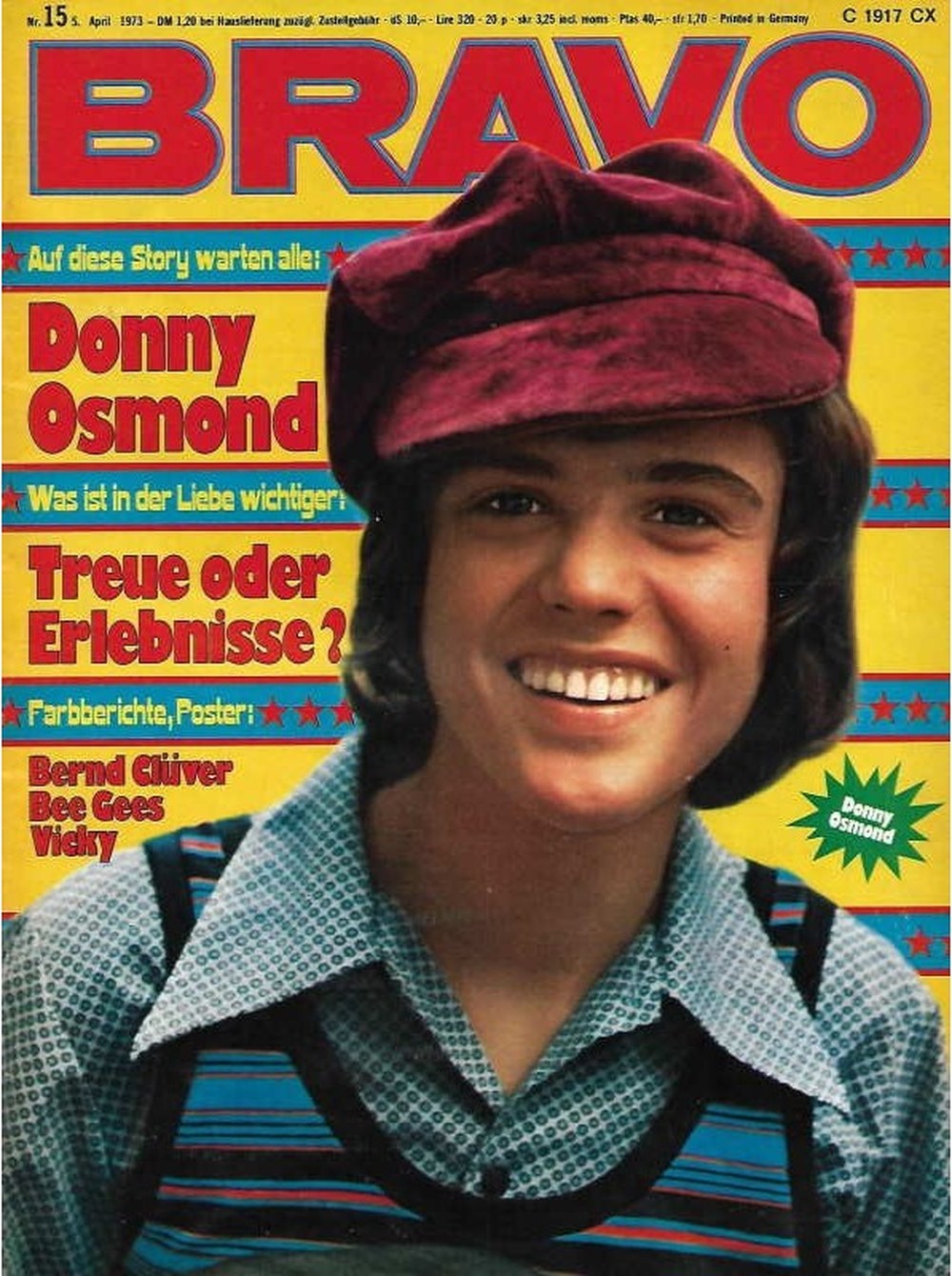 Bravo Magazin Deutschland 1973-15 Donny Osmond Bernd Clüver Vicky Leandros Bee Gees