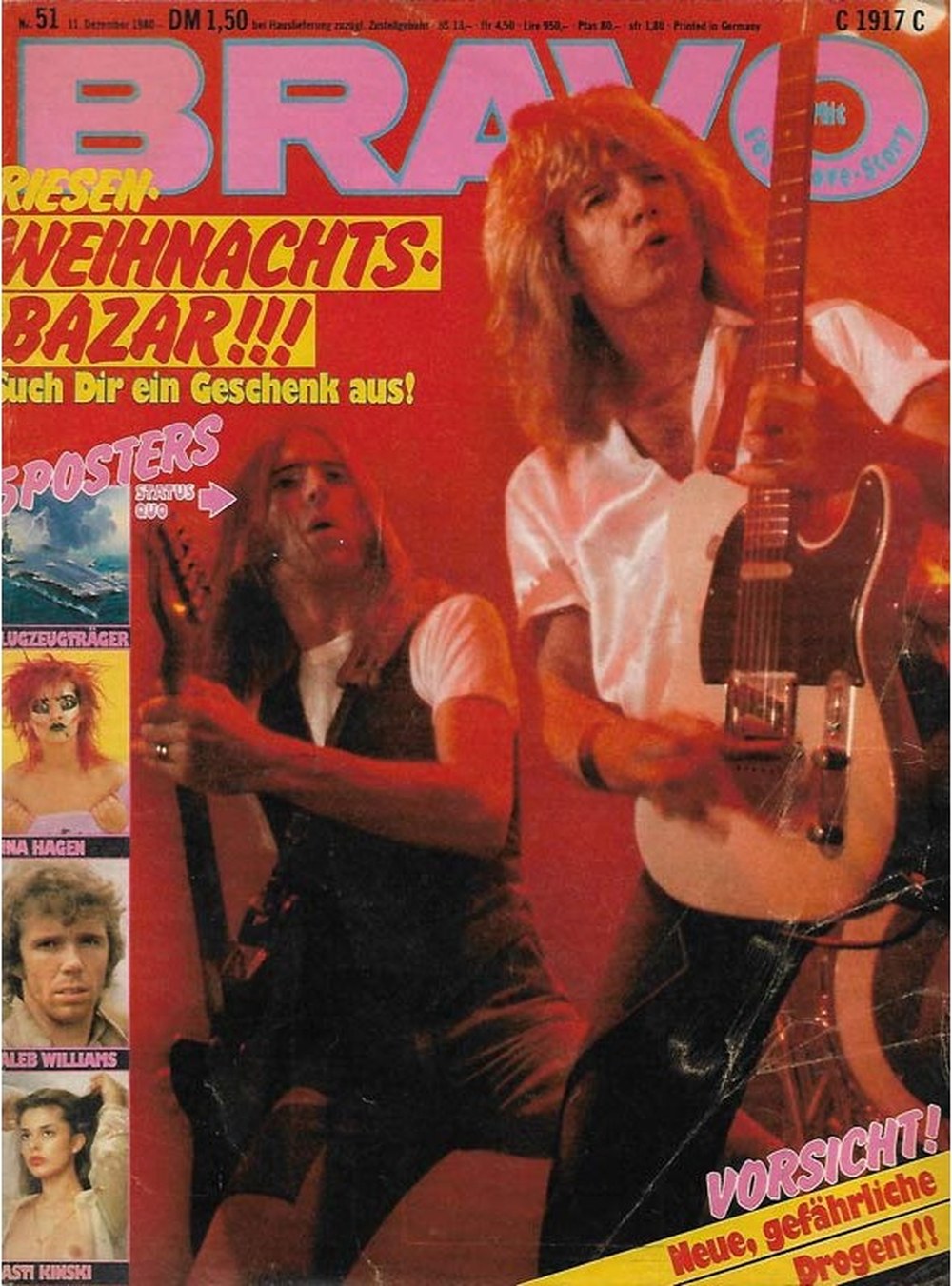 Bravo Magazin Deutschland 1980-51 Status Quo Nina Hagen Caleb Williams Nastassja Kinski